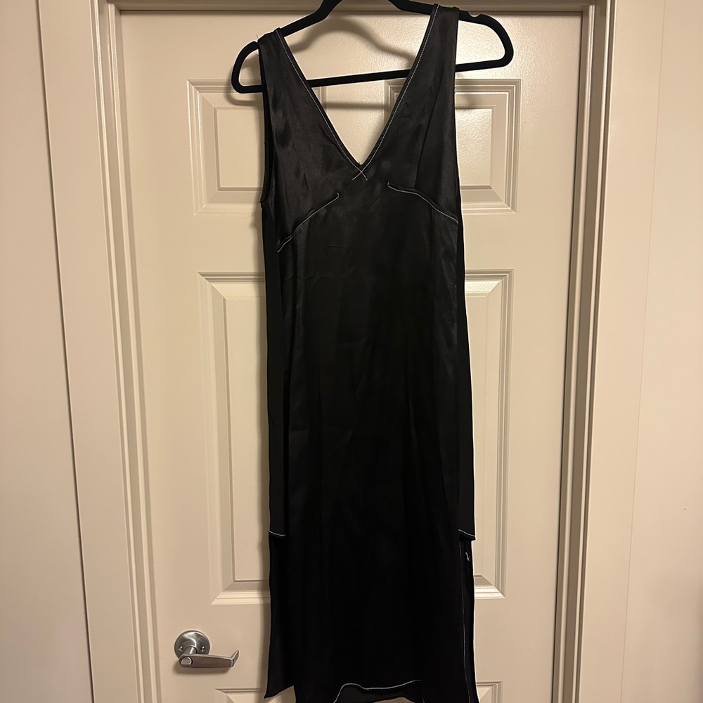 Zara Black Midi Dress with contrast stitching - Low back